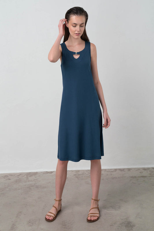 Vamp - Μονόχρωμο Αμάνικο Φόρεμα 16923 BLUE MARINE