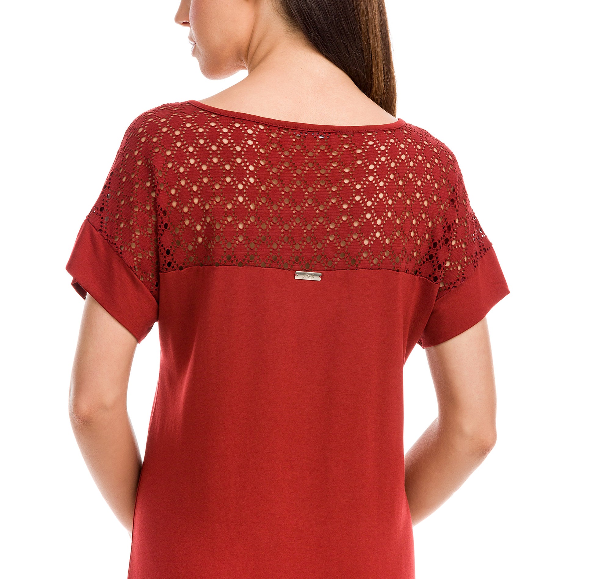 Vamp - Φόρεμα με Ζακάρ Plus Size 12572 RED TERRACOTA