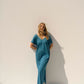 Vamp - Μονόχρωμο Maxi Φόρεμα 16523 BLUE MOROCCAN