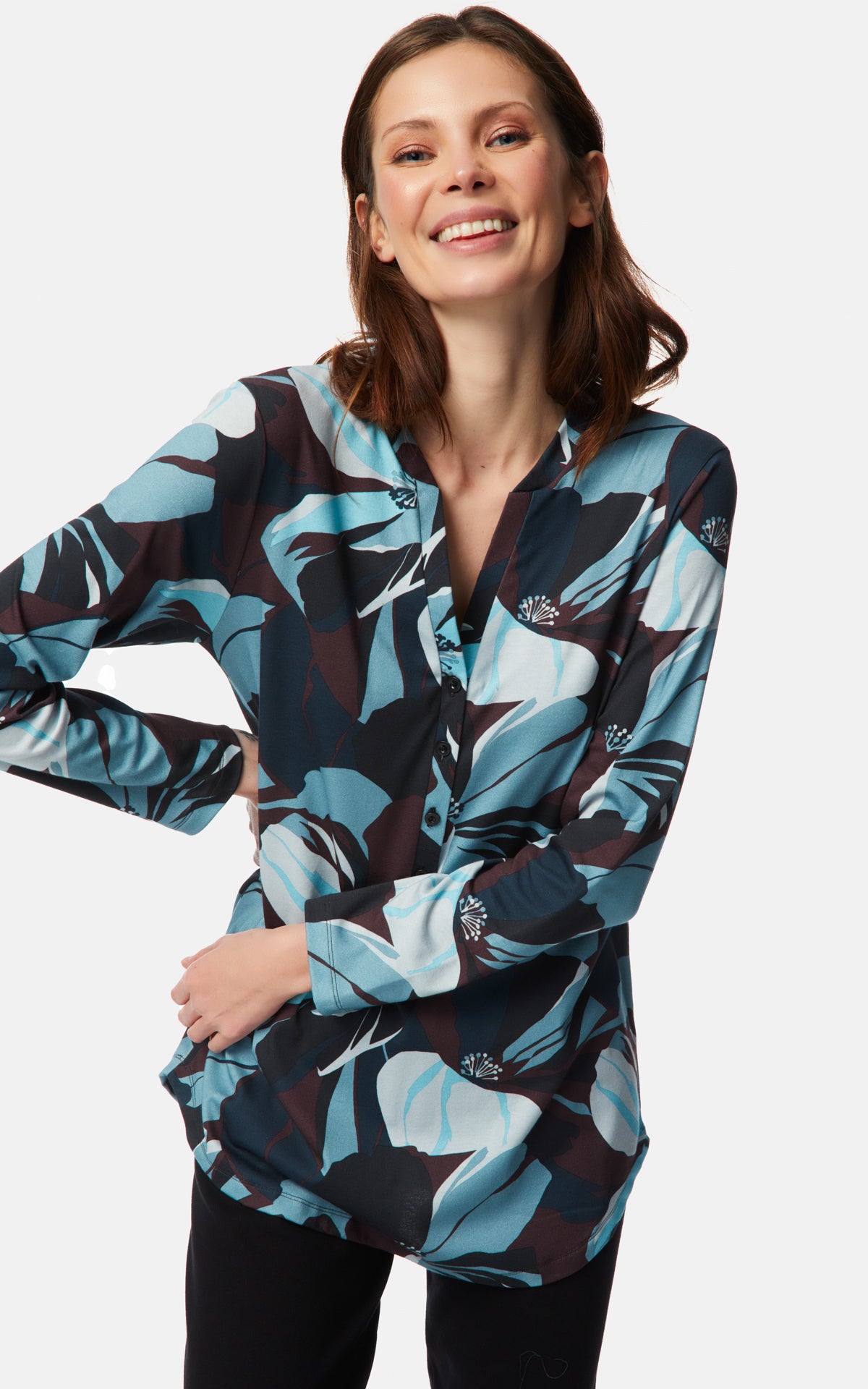 Printed Women's Pyjama Set with placket 90-52264